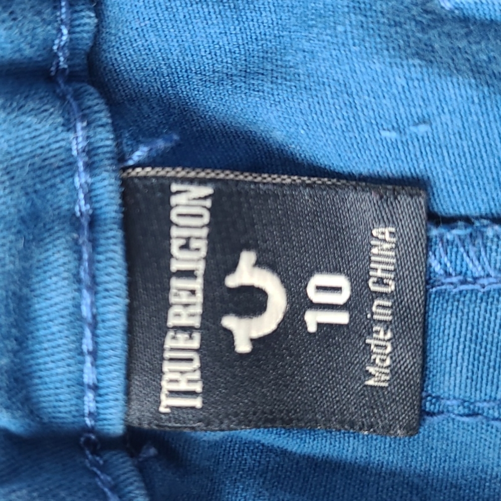 TRUE RELIGION CUTOFF JEANS BOYS BLUE CARGO SHORTS SIZE 10. B'92 - Picture 7 of 10